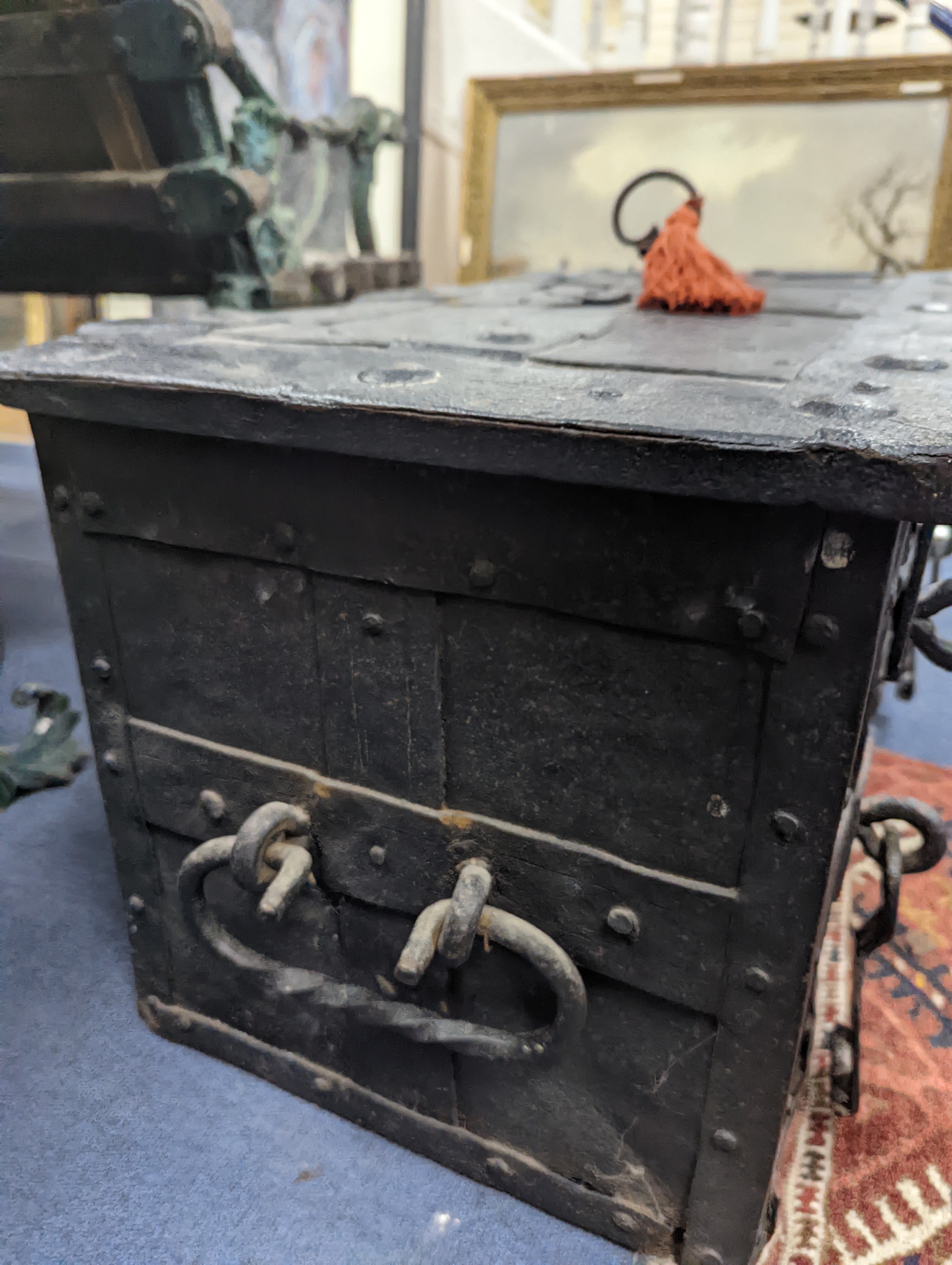 A 17th/18th century German ironbound 'Armada' chest, with key